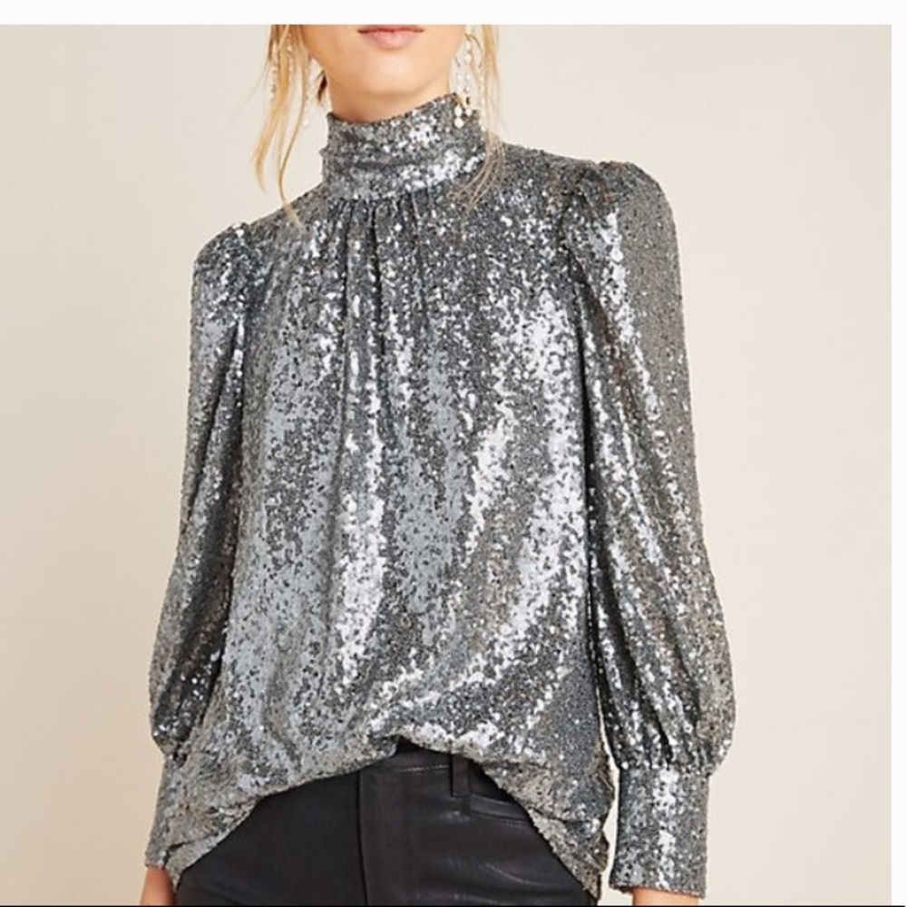 COPY - NWT Anthro Sunday in Brooklyn Silver Sequin Blouse